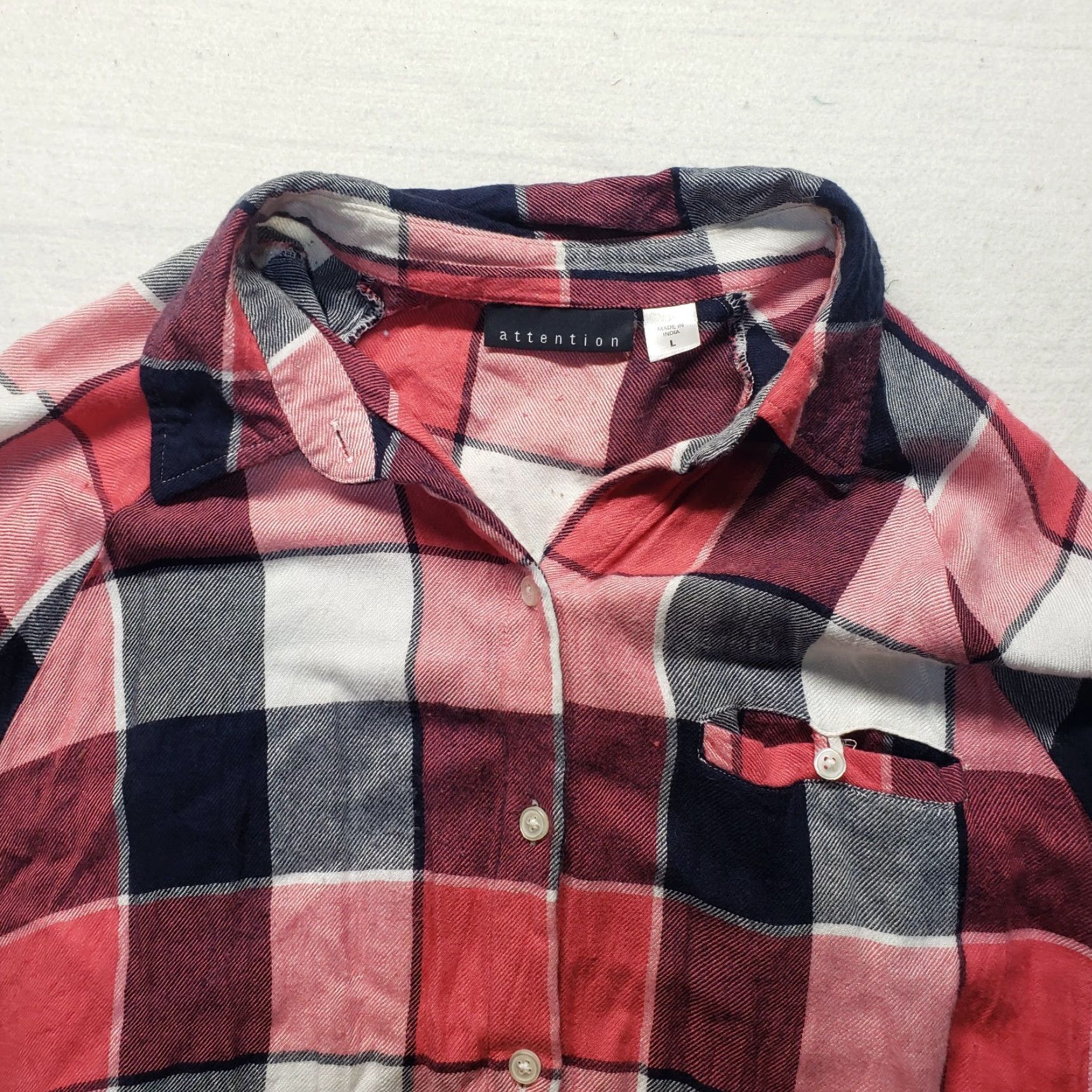 Vintage Attention Shirt Women L Red Plaid Button-Up Long Sleeve Casual Size L / US 10 / IT 46 - 2 Thumbnail