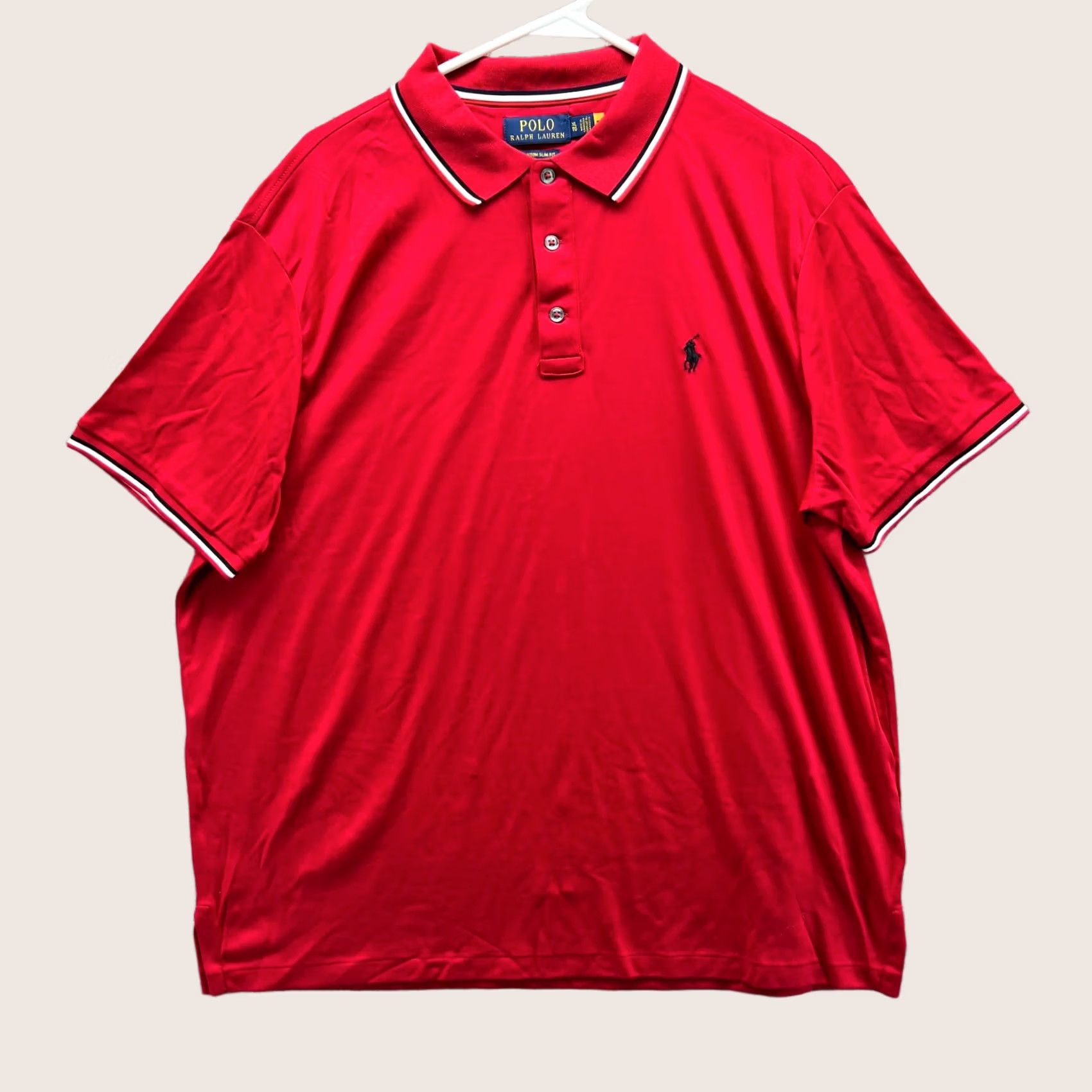 Polo Ralph Lauren VINTAGE Polo Ralph Lauren Polo Shirt Men XL Red Slim Fit Buttoned Collar Size US XL / EU 56 / 4 - 1 Thumbnail
