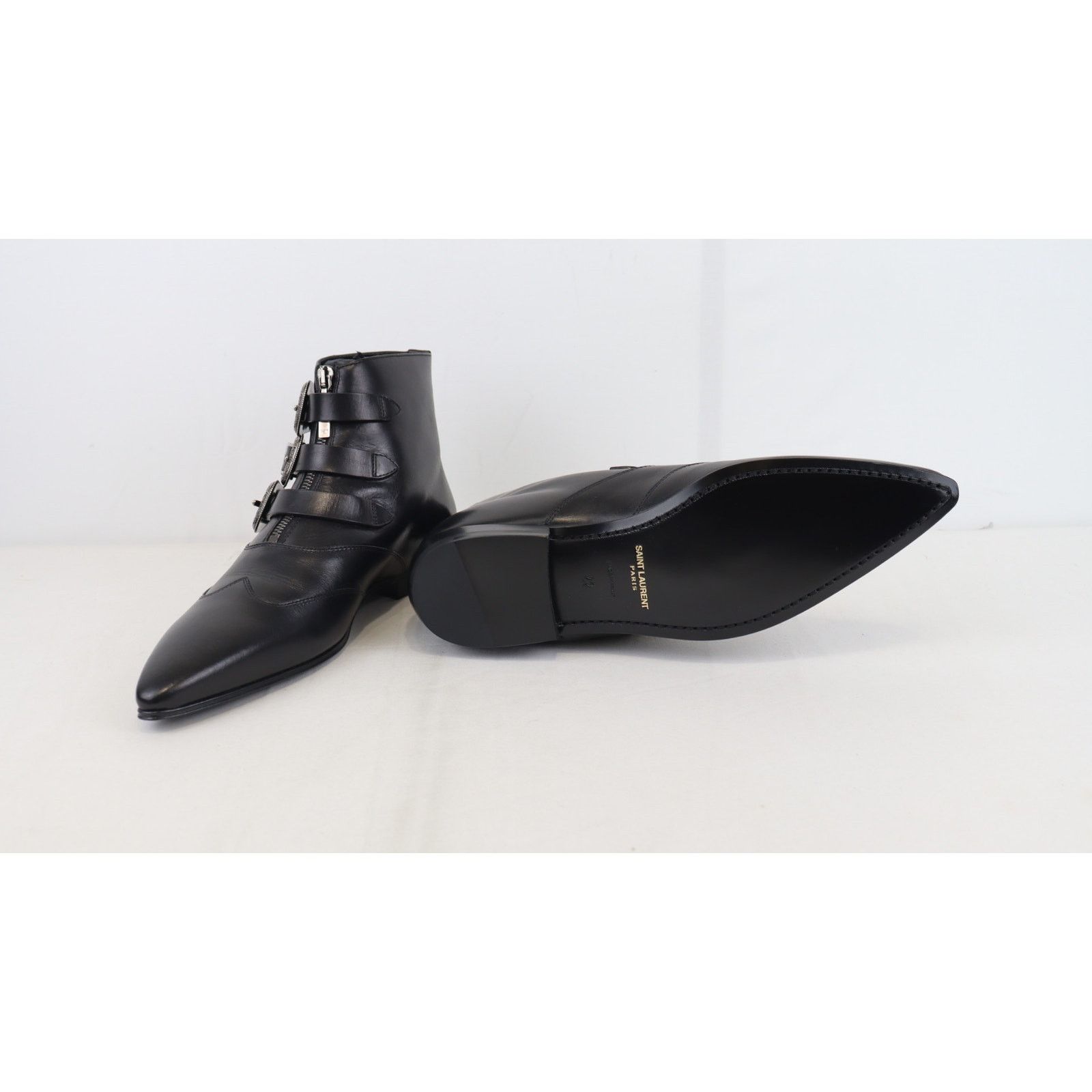 Saint Laurent Paris o1rshd1 Goth leather buckle Boots Stan in Black Size US 12 / EU 45 - 10 Thumbnail