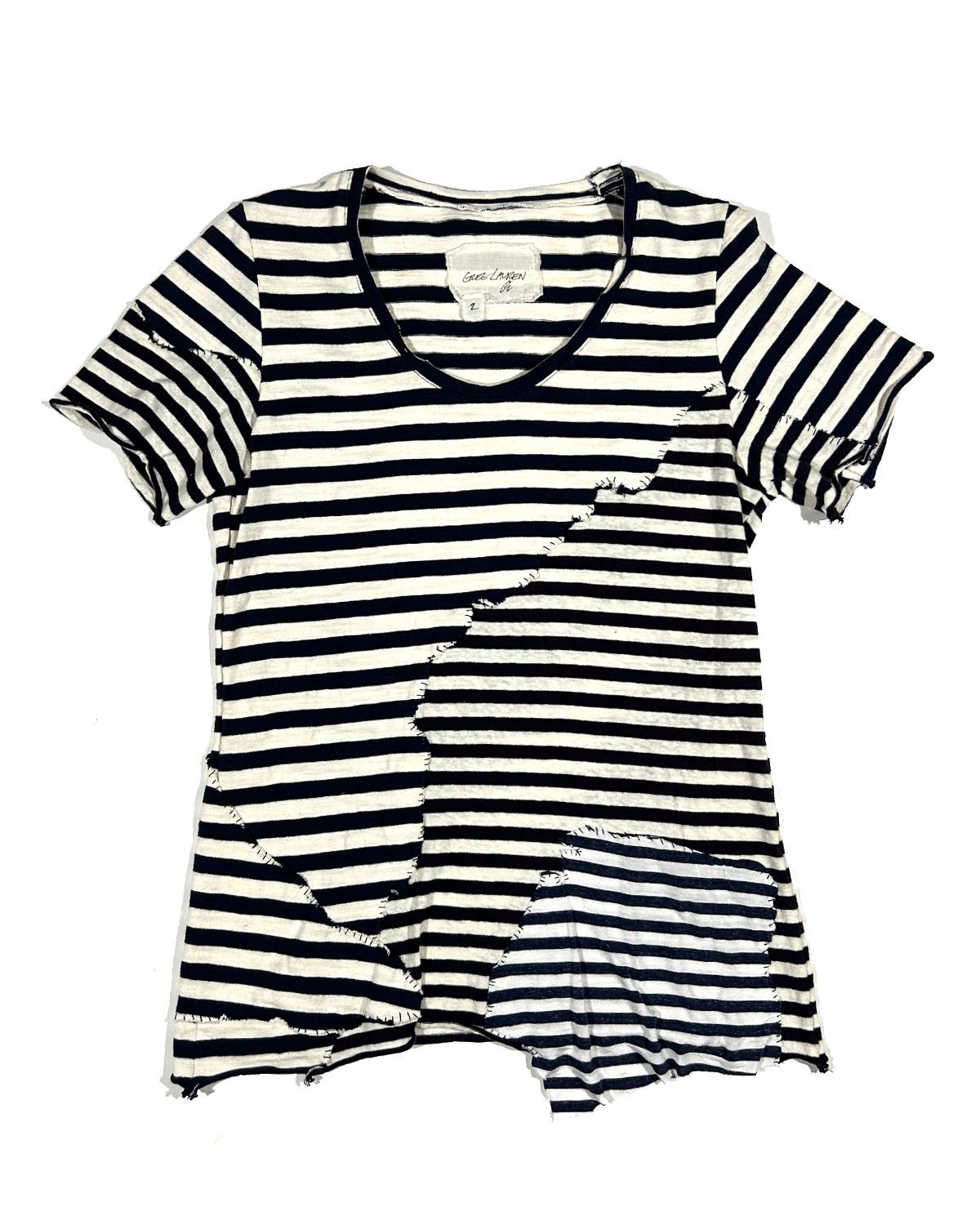 Greg Lauren GREG LAUREN PATCHWORK STRIPED WOMEN'S TEE Size M / US 6-8 / IT 42-44 - 1 Thumbnail