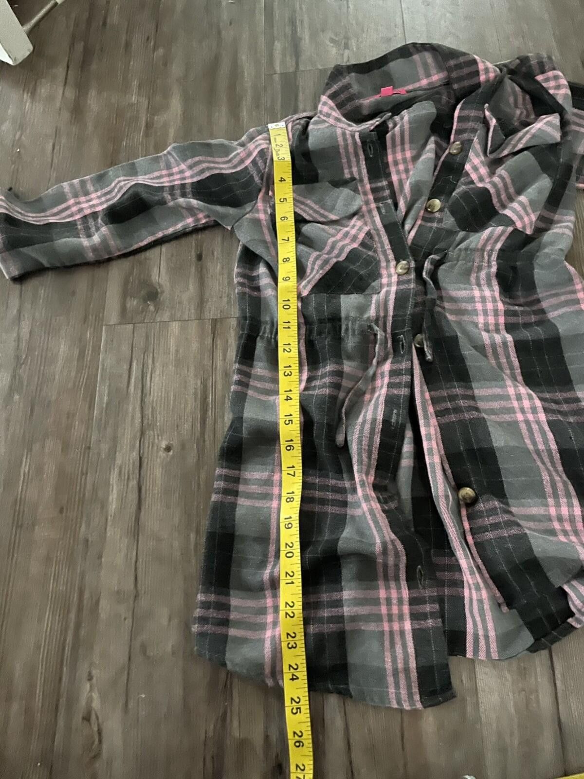 Other Trende Girl Pink Black Plaid Shacket Flannel Button Up Size M / US 6-8 / IT 42-44 - 4 Thumbnail