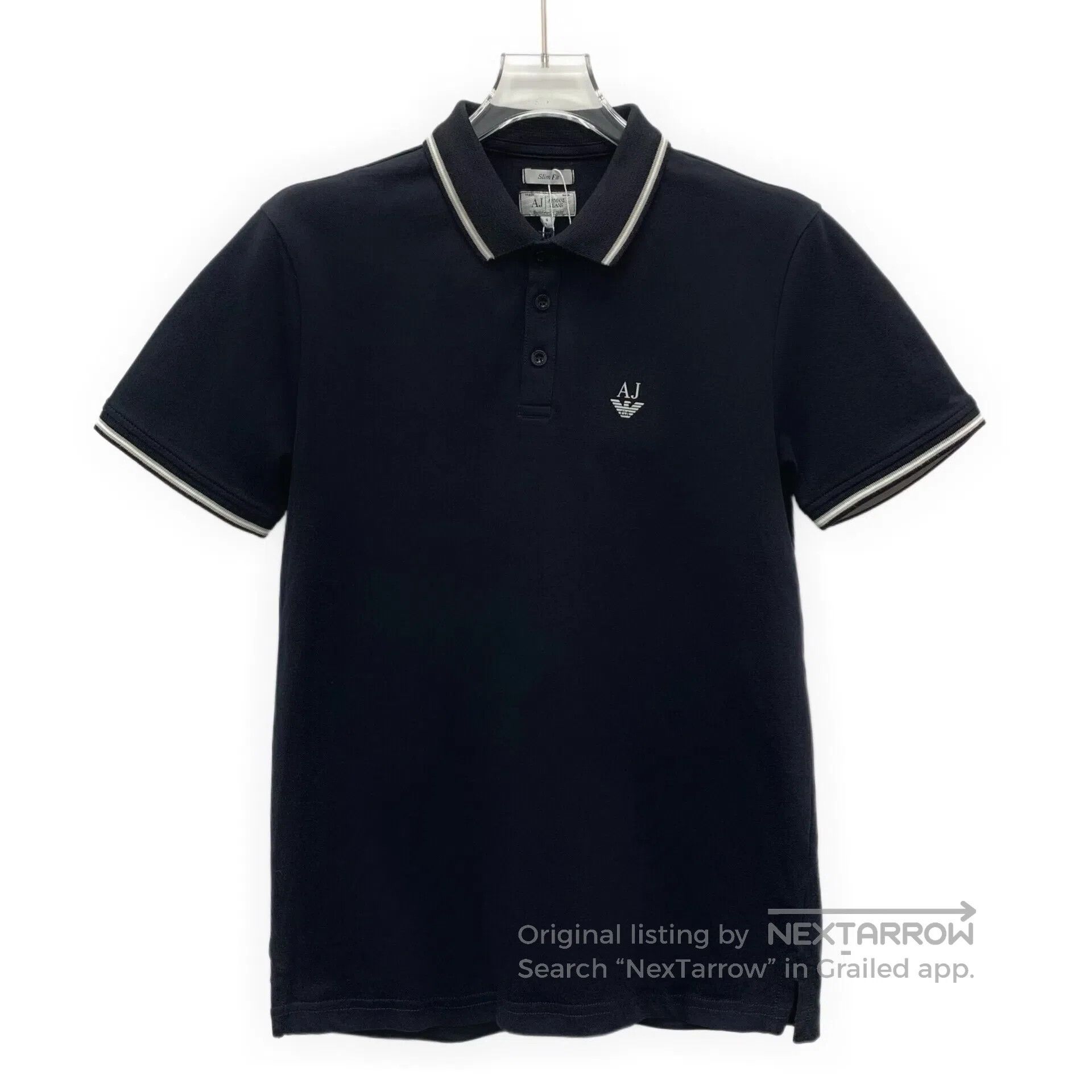 Armani Armani Black Logo Printed Cotton Collar Short Sleeve Polo Size US S / EU 44-46 / 1 - 1 Thumbnail
