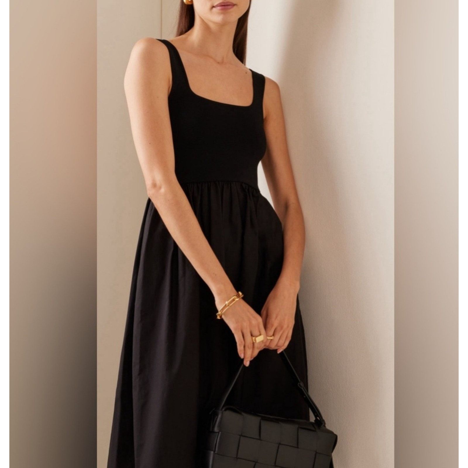 Matteau MATTEAU Knit And Cotton Maxi Black Classic Dress $620 10 Size L / US 10 / IT 46 - 3 Thumbnail