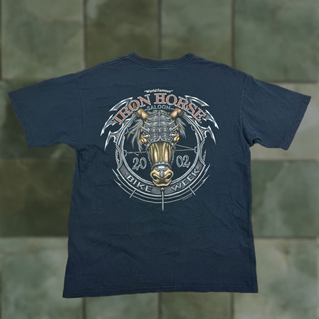 Anvil VINTAGE Iron Horse Saloon Shirt Adult Large Black Bike Week 2002 Y2K Metal Mens Size US L / EU 52-54 / 3 - 1 Thumbnail