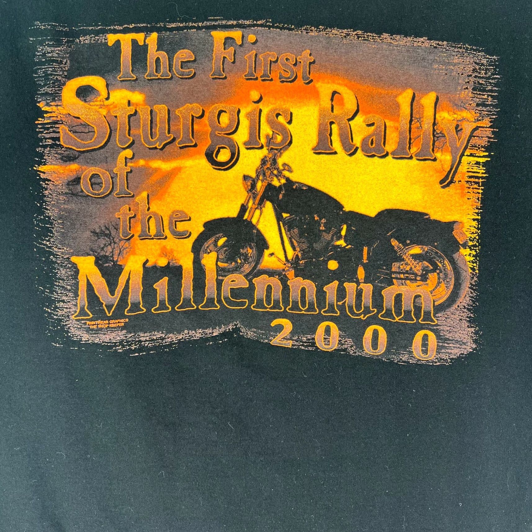 Fruit Of The Loom VINTAGE The First Sturgis Rally Millennium 2000 Black Hills Mens Black Tee XL T Shirt Graphic 100% Cotton Motorcycle Crew Neck Short Sleeve N/A Size US XL / EU 56 / 4 - 2 Thumbnail