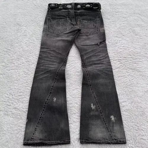 VIBE Y2K Micro Flared Washed Black Denim Pant Size US 36 / EU 52 - 6 Thumbnail