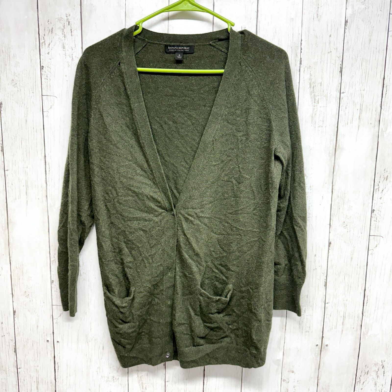 Banana Republic Banana Republic Sweater Size S Italian Yarn Green Cardigan Size S / US 4 / IT 40 - 1 Thumbnail
