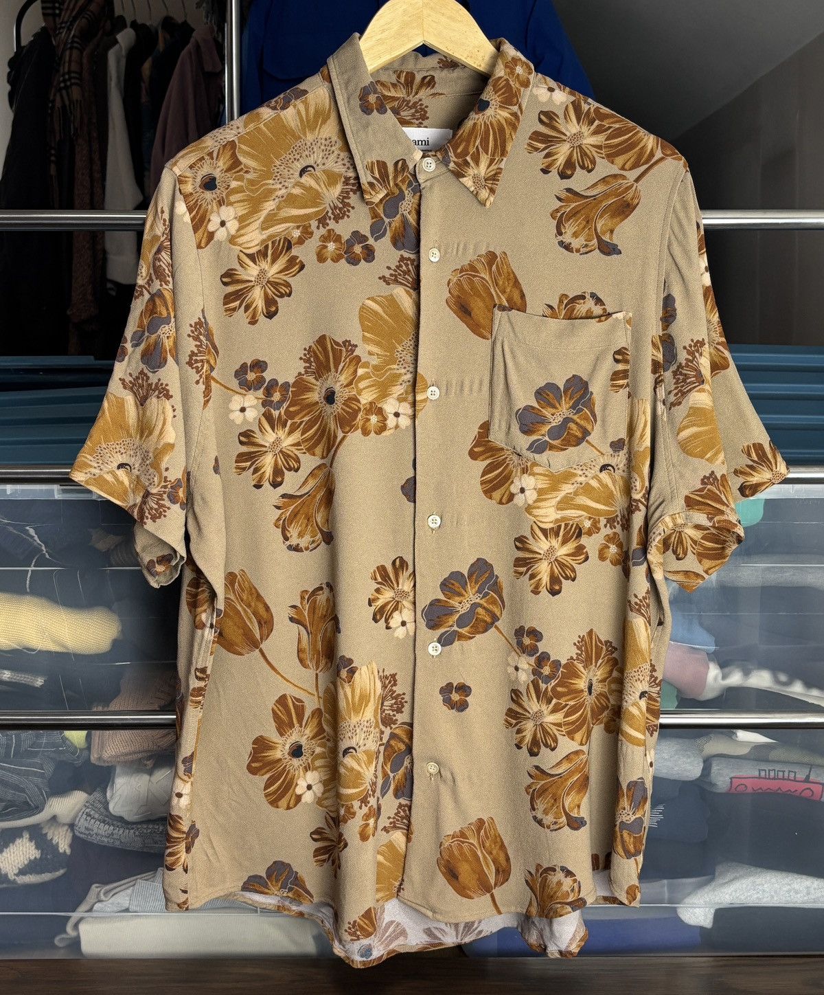 AMI AMI Floral Print Viscose Shirt Designer Rare Size US M / EU 48-50 / 2 - 1 Thumbnail