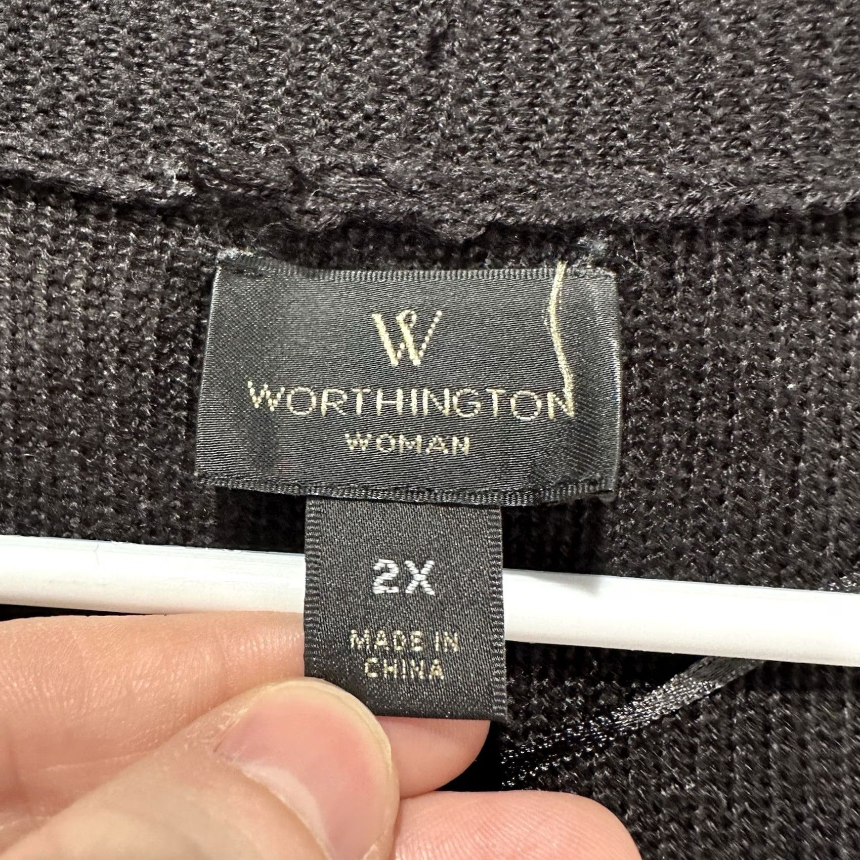Worthington Worthington Cardigan Womens 2X Black Open Front Lightweight Knit Sweater Long Sleeve EUC Size XXL / US 16-18 / IT 52-54 - 3 Thumbnail
