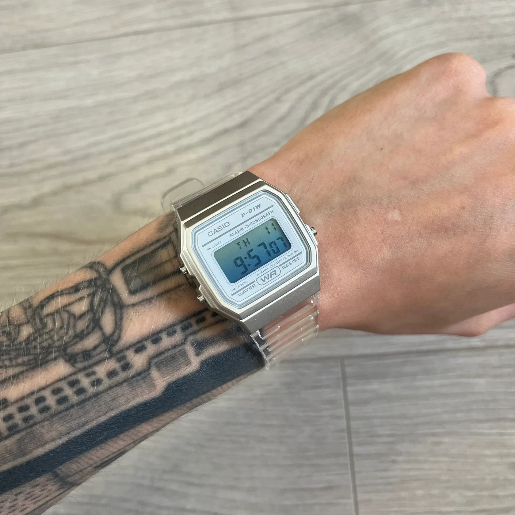 Casio Casio F-91W "Glacier Dive" Blue & Clear Digital Watch Size ONE SIZE - 1 Thumbnail