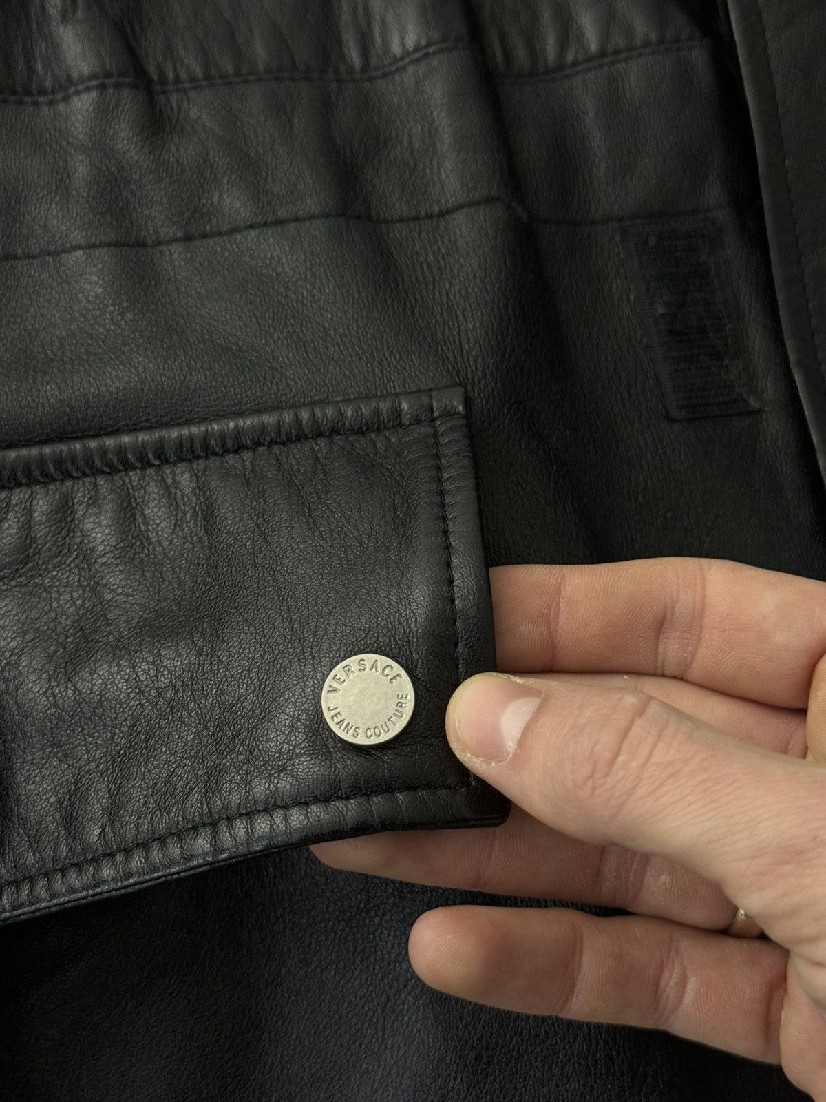Versace × Versace Jeans Couture Versace Jeans Couture Vintage Black Real Leather Jacket Size US XL / EU 56 / 4 - 8 Thumbnail