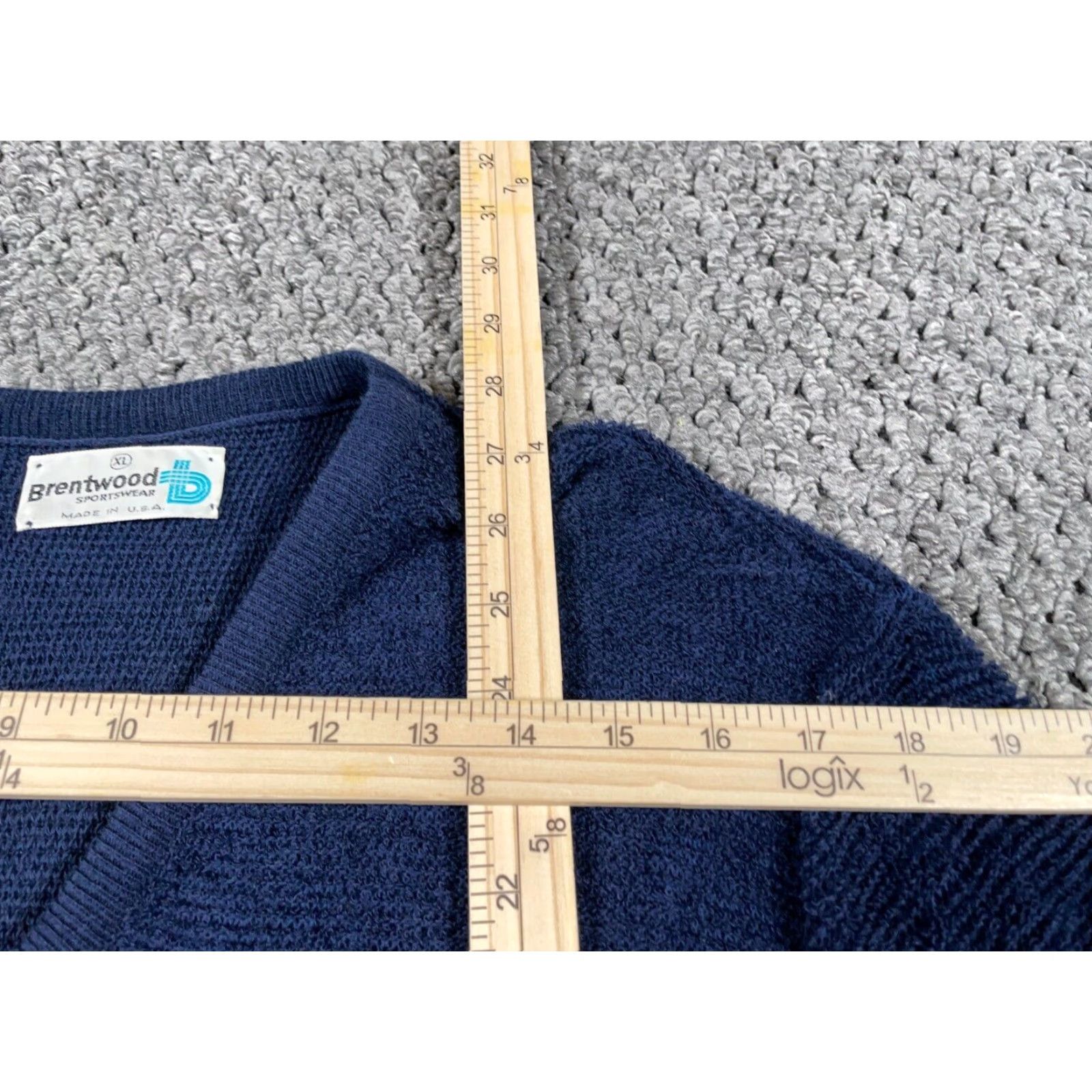 Vintage VINTAGE Brentwood Sportswear V-Neck Sweater Men L Dark Blue 80s Classic Retro Pullover Size US L / EU 52-54 / 3 - 6 Thumbnail