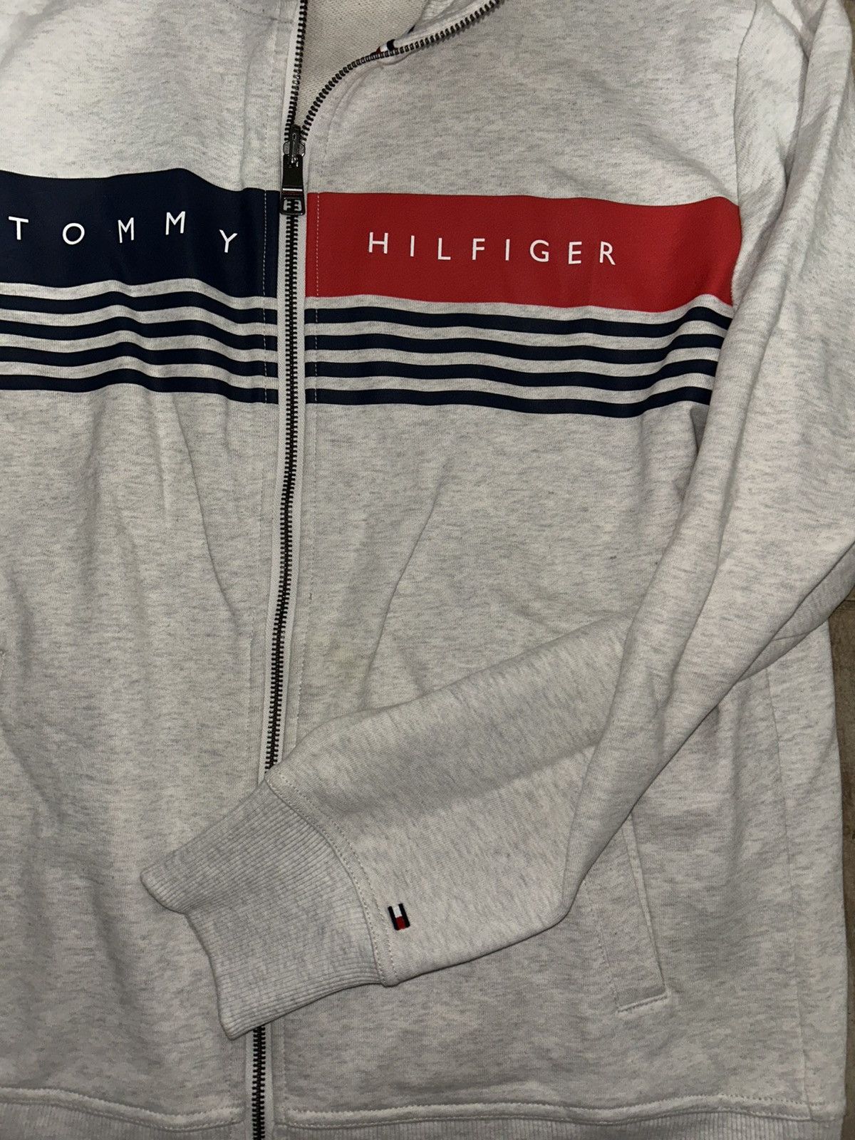 Tommy Hilfiger Tommy Hilfiger - Light Grey Zip Up Size US L / EU 52-54 / 3 - 3 Thumbnail