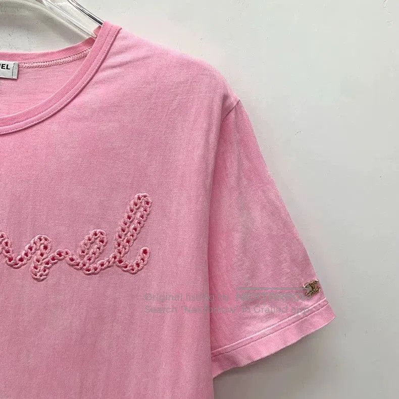 Chanel Chanel Pink Logo Embellished Short Sleeve T. Size XS / US 0-2 / IT 36-38 - 3 Thumbnail