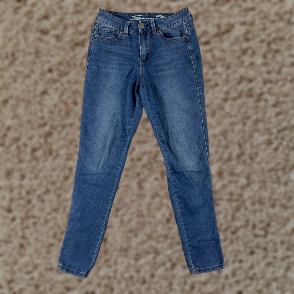 Vintage Seven7 Women's Skinny Jeans 6 Blue Denim High Rise Embroidered Cotton Blend Casual Pullover Pants Size 28" / US 6 / IT 42 - 1 Thumbnail