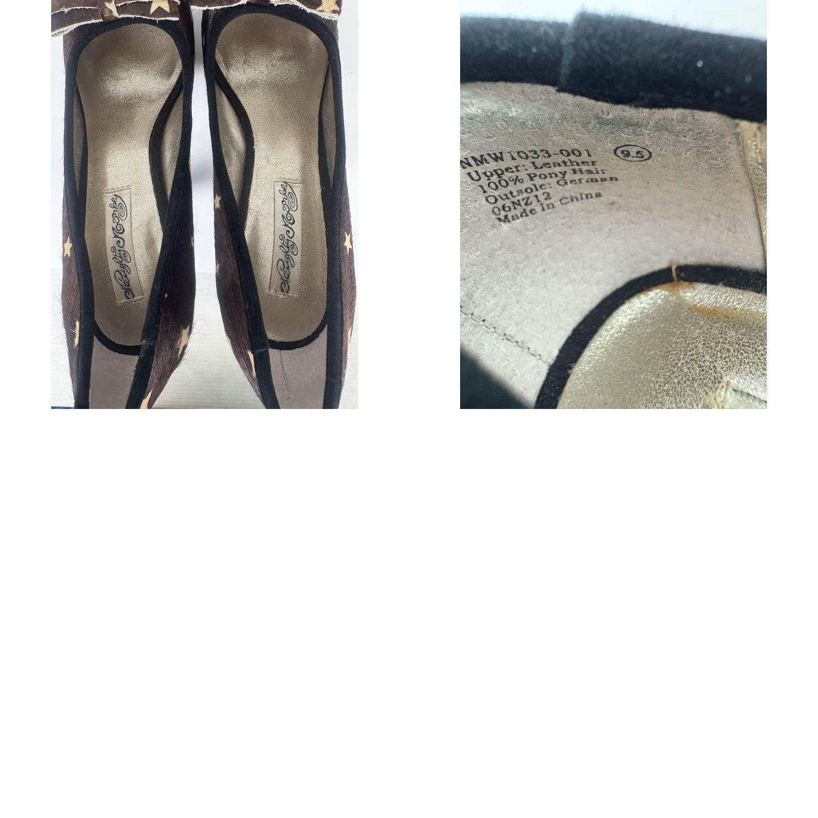 PONY Naughty Monkey Brown Pony Hair Open Toe Heels Womens Size 9.5 - Ultra High Stiletto Pumps with Bow & Stars - Party/Cocktail & Travel Size US 9.5 / IT 39.5 - 8 Thumbnail