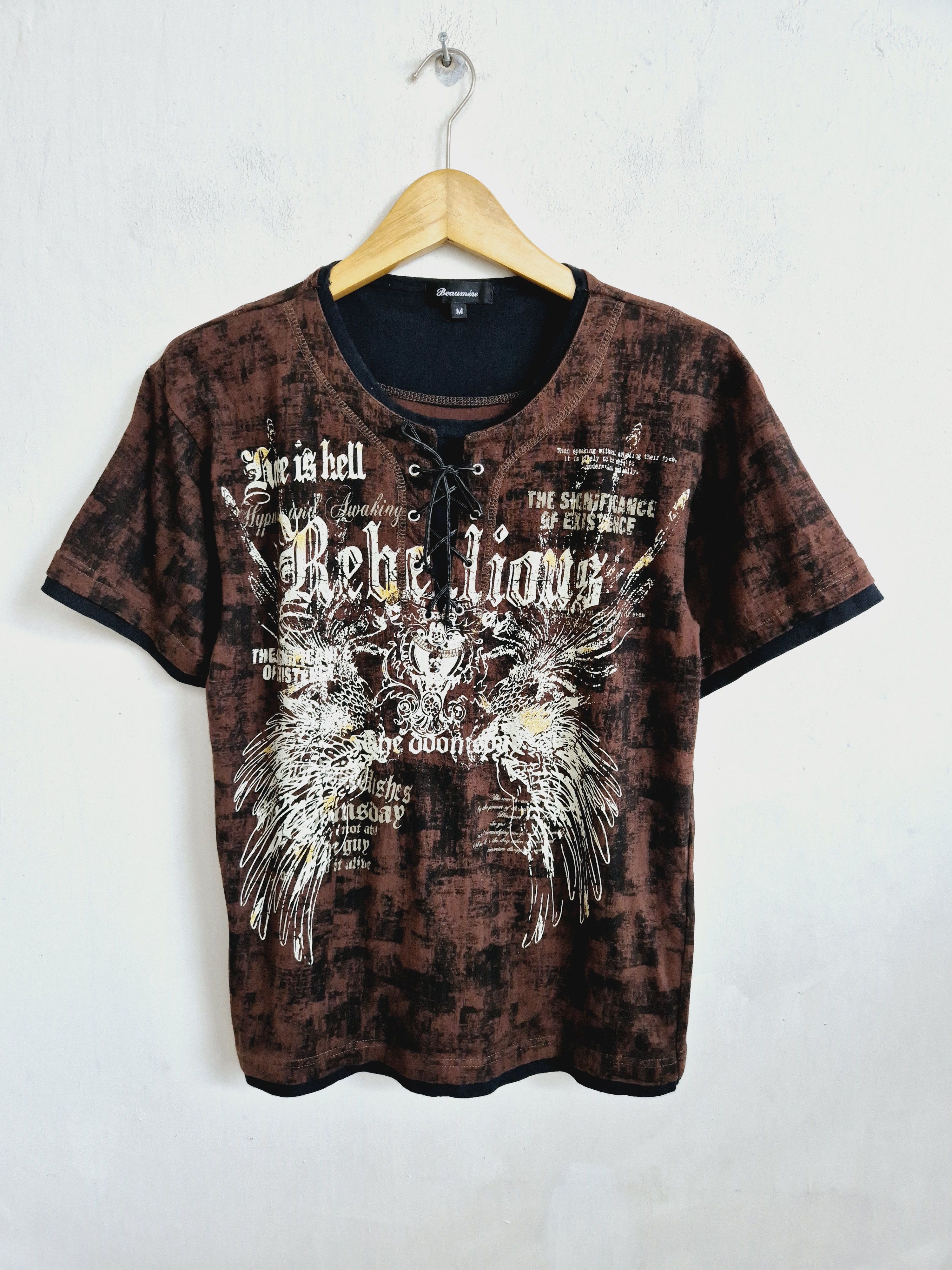 If Six Was Nine × Japanese Brand × Le Grande Bleu (L.G.B.) Beaumere Poem Gothic Skull Punk Double Layer T-Shirt Size US M / EU 48-50 / 2 - 1 Thumbnail