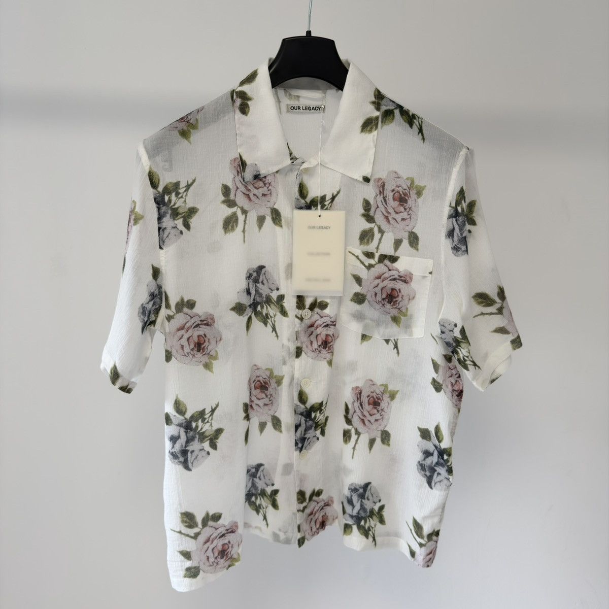 Our Legacy White Cotton Voile ‘Rose Print’ Box Shirt Size US S / EU 44-46 / 1 - 1 Thumbnail