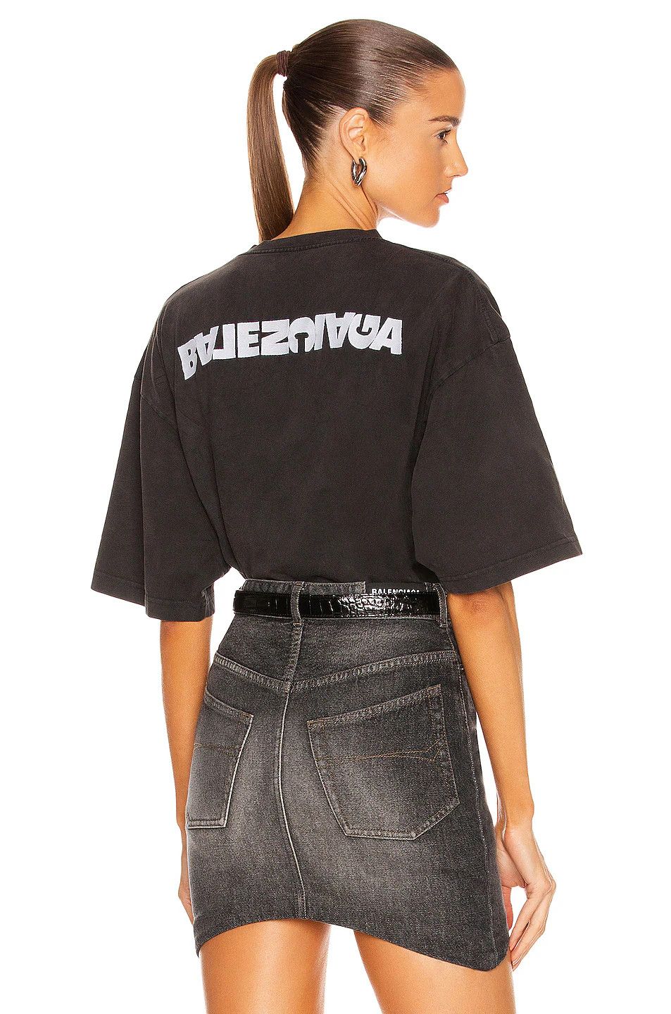 Balenciaga o1bcso1str1124 Turn Large Fit T-Shirt Washed Black & White Size XS / US 0-2 / IT 36-38 - 4 Thumbnail