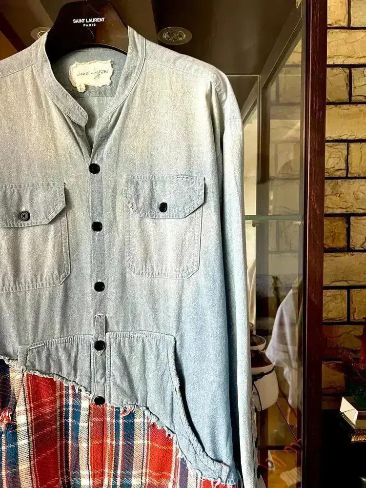 Greg Lauren Sz 2 Greg Lauren Distressed Joint Denim Shirt-2507 Size US M / EU 48-50 / 2 - 8 Thumbnail