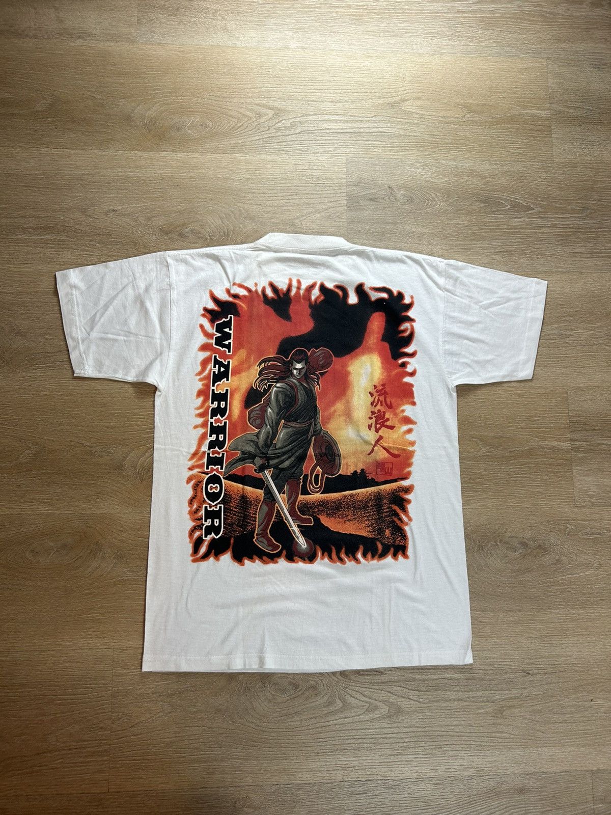 image of Vintage 90’S Cruisin Low Warriors Anime Tee in White, Men's (Size Large)