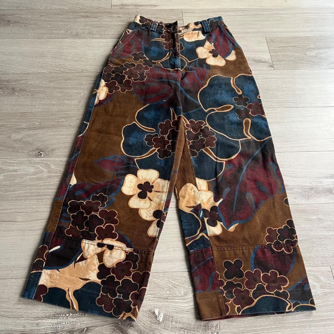 Dries Van Noten Dries Van Noten Floral Print Wide Leg Cotton Pants 22aw Size 23" - 2 Thumbnail