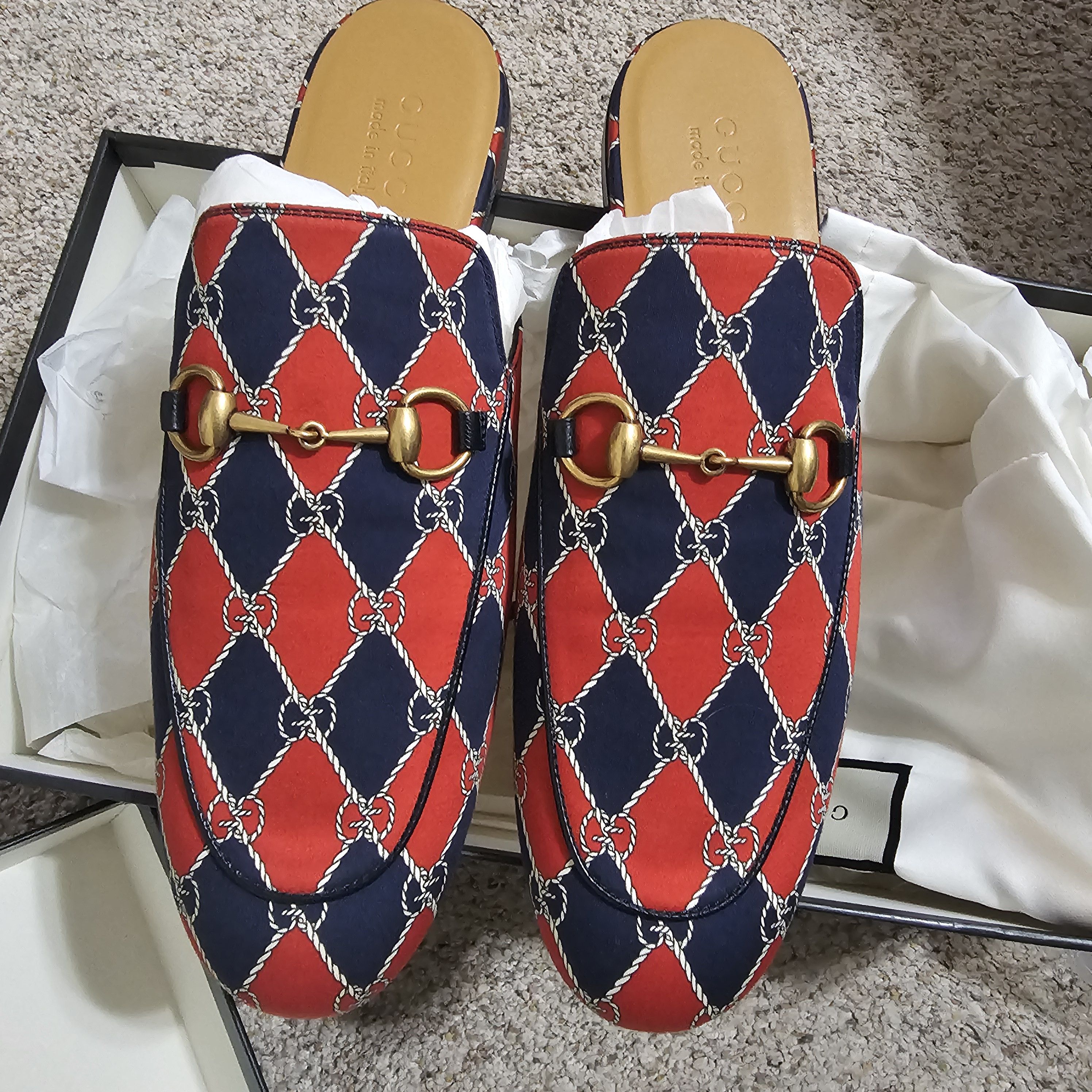 Gucci Gucci Red and Blue Patterned Loafers Size 44 Men's Size US 9 / EU 42 - 8 Thumbnail