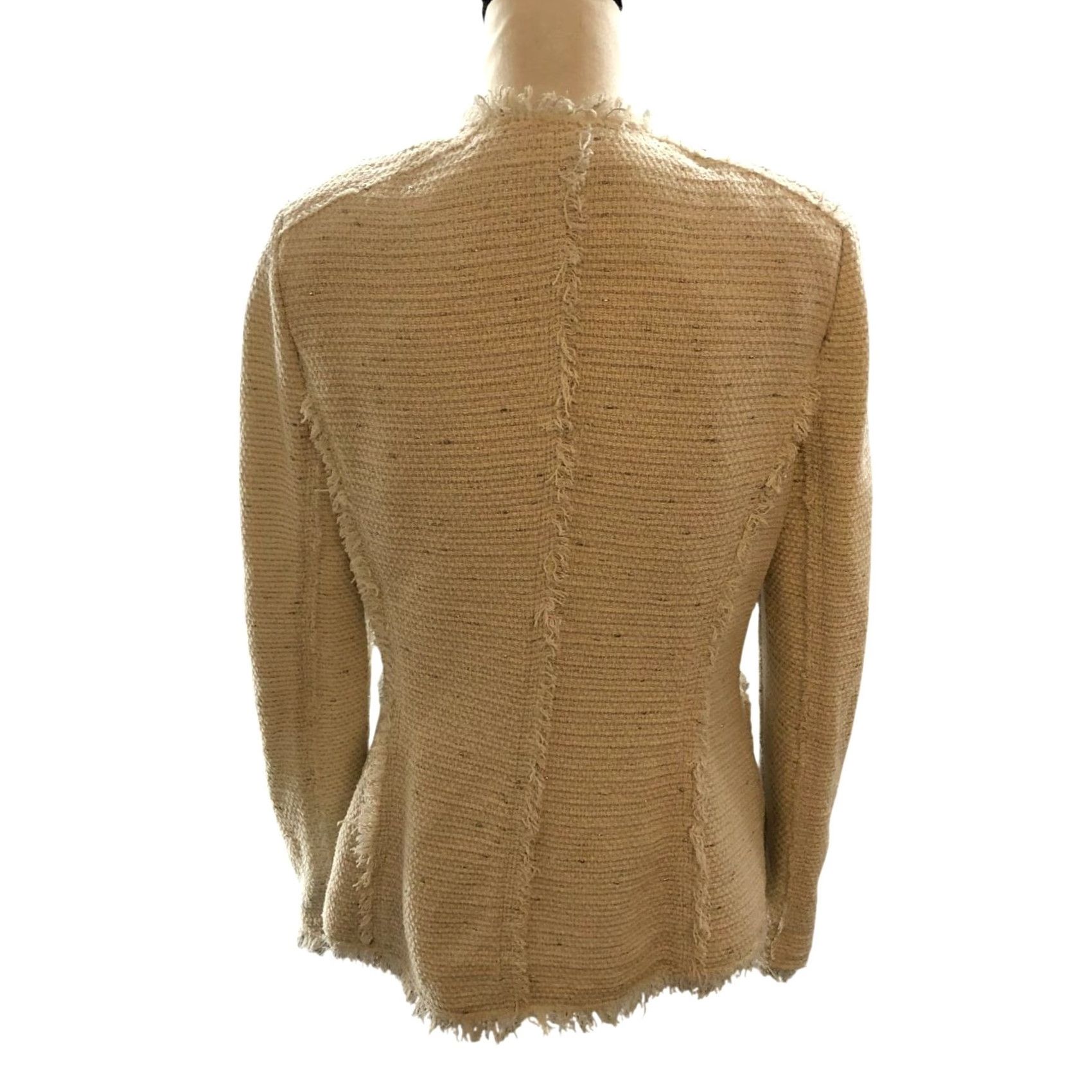 Rebecca Taylor Rebecca Taylor Tweed Fringe Jacket Womens 10 Ivory Open Blazer Size L / US 10 / IT 46 - 4 Thumbnail