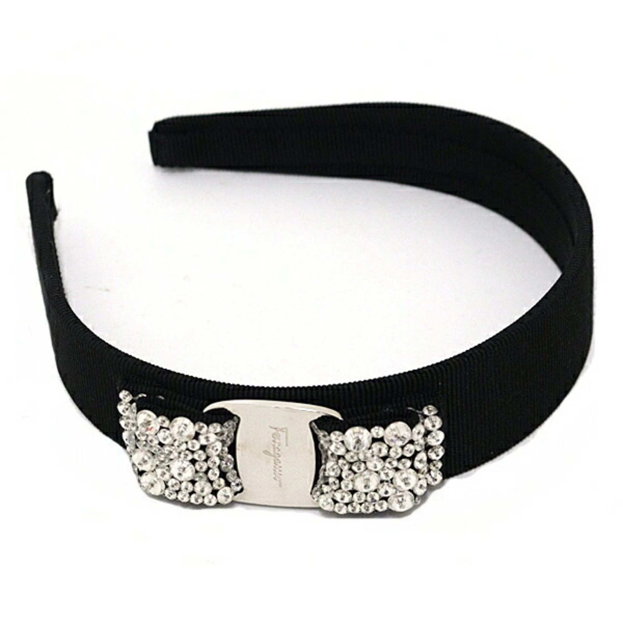 Salvatore Ferragamo Salvatore Ferragamo Ferragamo Vara Ribbon Hair Headband Black Crystal 342758 524893 Unused Size ONE SIZE - 1 Thumbnail