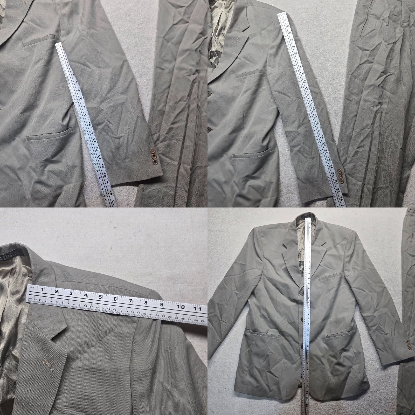 Vintage Tan Brown Suit Jacket Coat SET with Pants 3 Button Adult Men's Size 42L Long Size 42R - 8 Thumbnail
