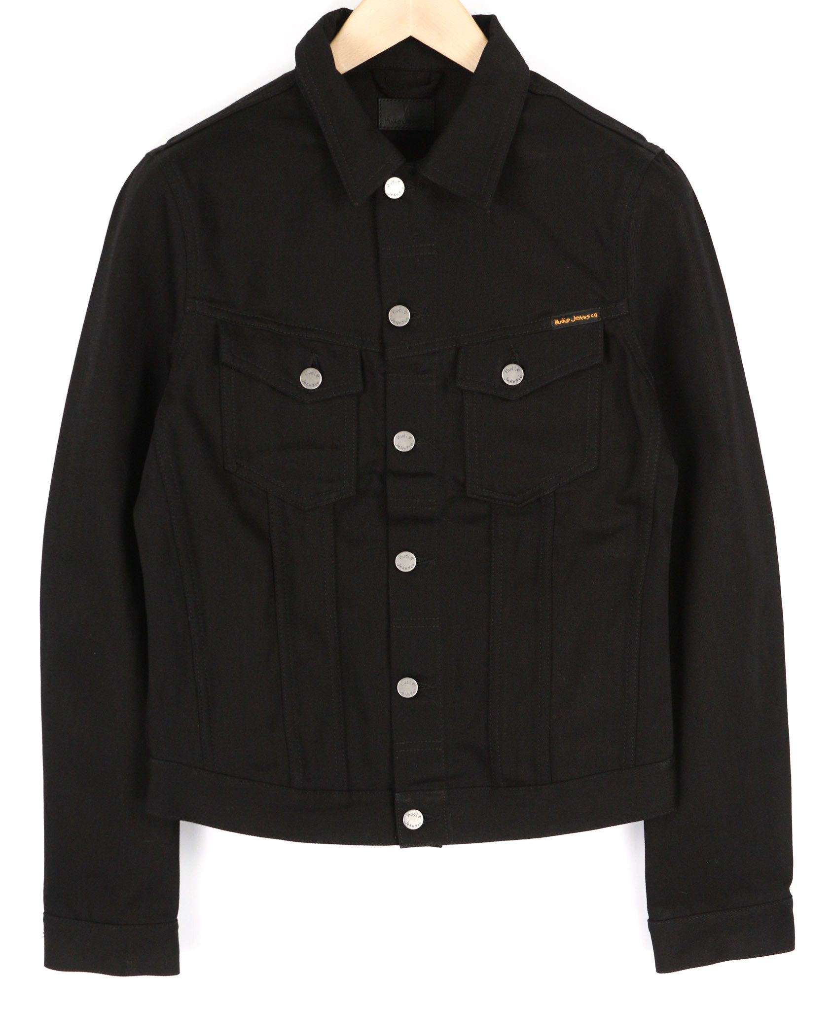 Nudie Jeans KENNY XS Dry Black Organic Polo Neck Denim Jacket 81593 Size US XS / EU 42 / 0 - 1 Thumbnail