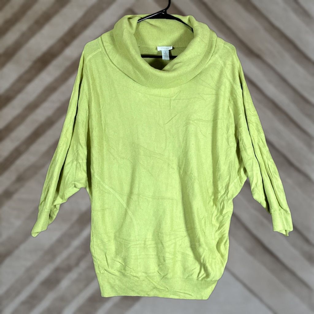 Vintage Chicos Womens Sweater Green Cowl Neck Dolman Sleeve Rabbit Hair Blend 1 (M) Size M / US 6-8 / IT 42-44 - 1 Thumbnail