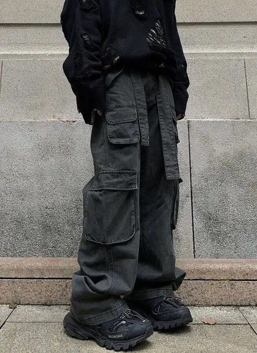 VIBE Cargo Baggy Black Pants Size US 33 - 6 Thumbnail