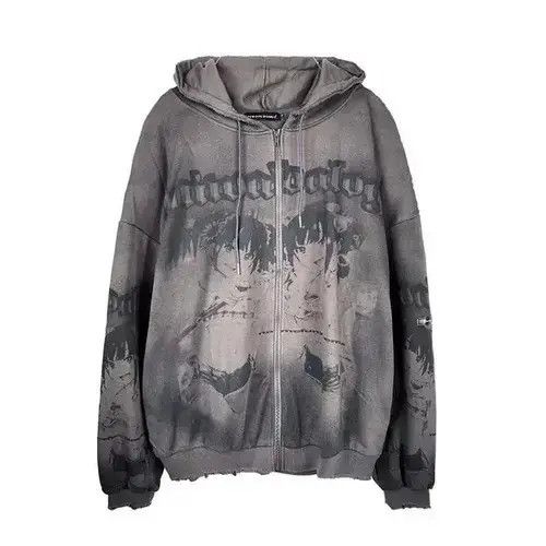 Japanese Brand Anime Girls Distressed Zip Up Hoodie Size US XL / EU 56 / 4 - 1 Thumbnail