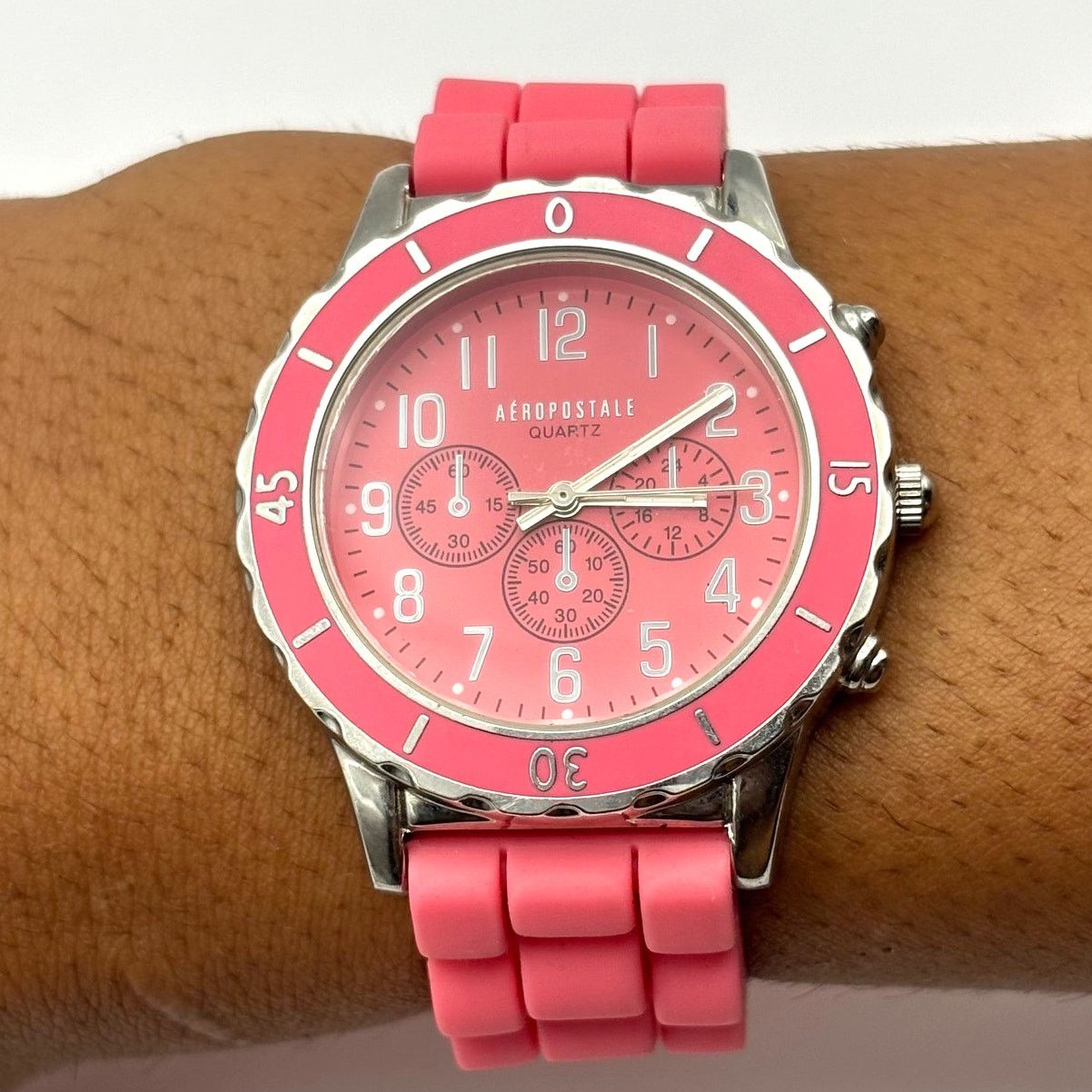 Aeropostale Silver & Pink Aeropostal Men's Watch Size ONE SIZE - 1 Thumbnail