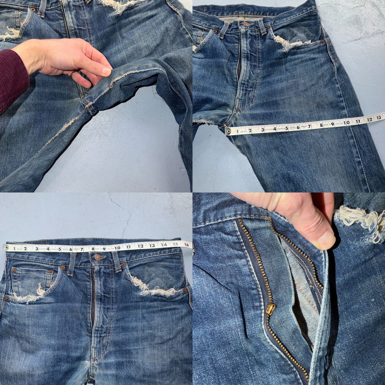 Levi's VINTAGE Levis 505 Big E 60s Redline Selvedge USA XX 1960s Jeans 501 Act 31x28 Mens Size US 31 - 8 Thumbnail