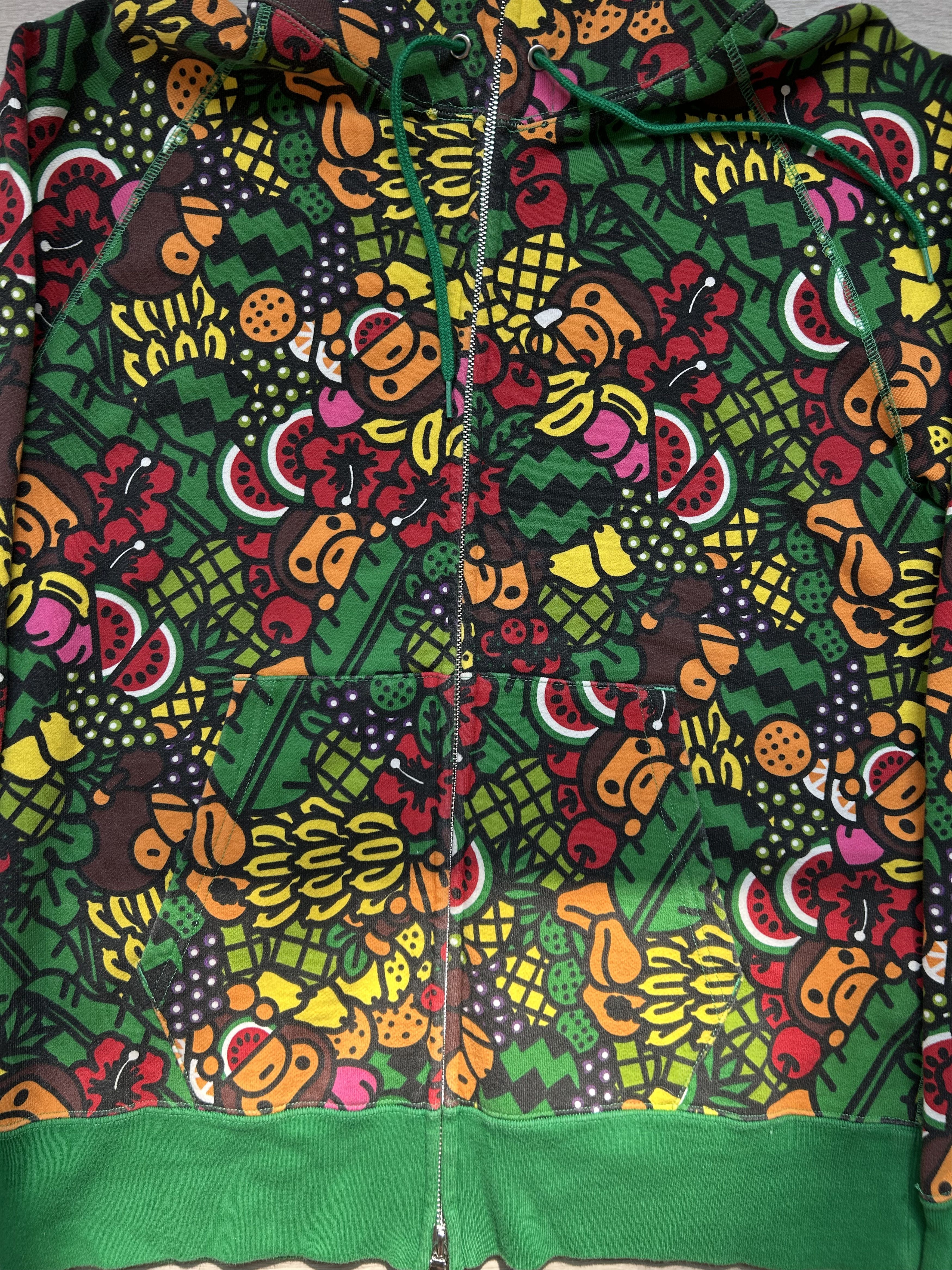 Bape Baby Milo Tropical pattern full-zip hoodie [Size M] Size US M / EU 48-50 / 2 - 3 Thumbnail