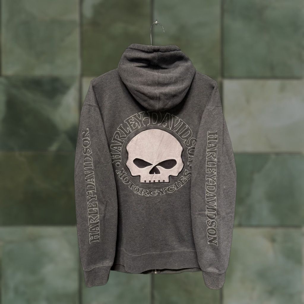 Harley Davidson Harley-Davidson Hoodie Gray Embroidered Skull M Medium Pullover Mens Shirt Size US M / EU 48-50 / 2 - 1 Thumbnail