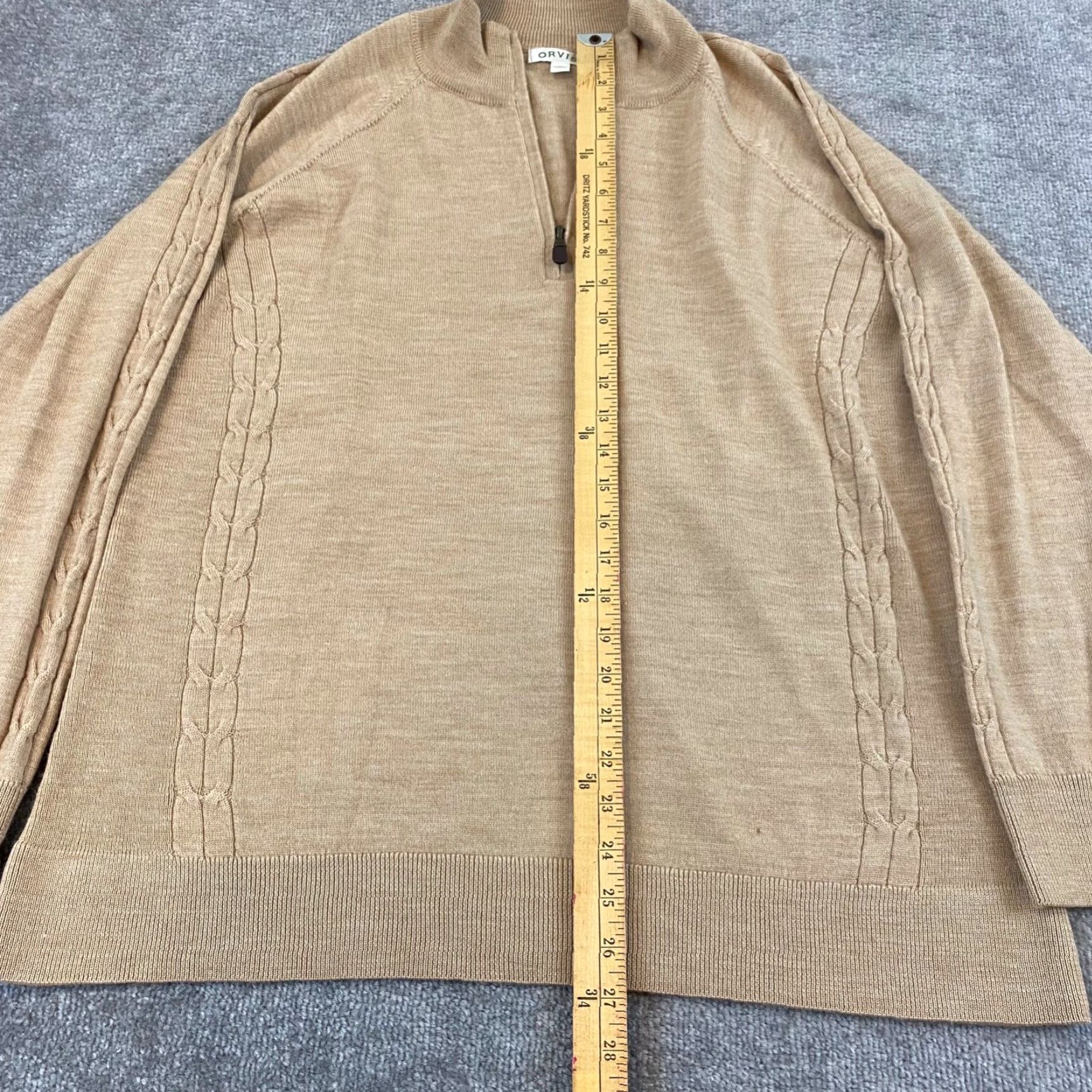 Orvis VINTAGE Orvis Sweater Mens XL Brown Cable Knit Wool 1/4 Zip Pullover Fall Winter Men's Size US XL / EU 56 / 4 - 5 Thumbnail