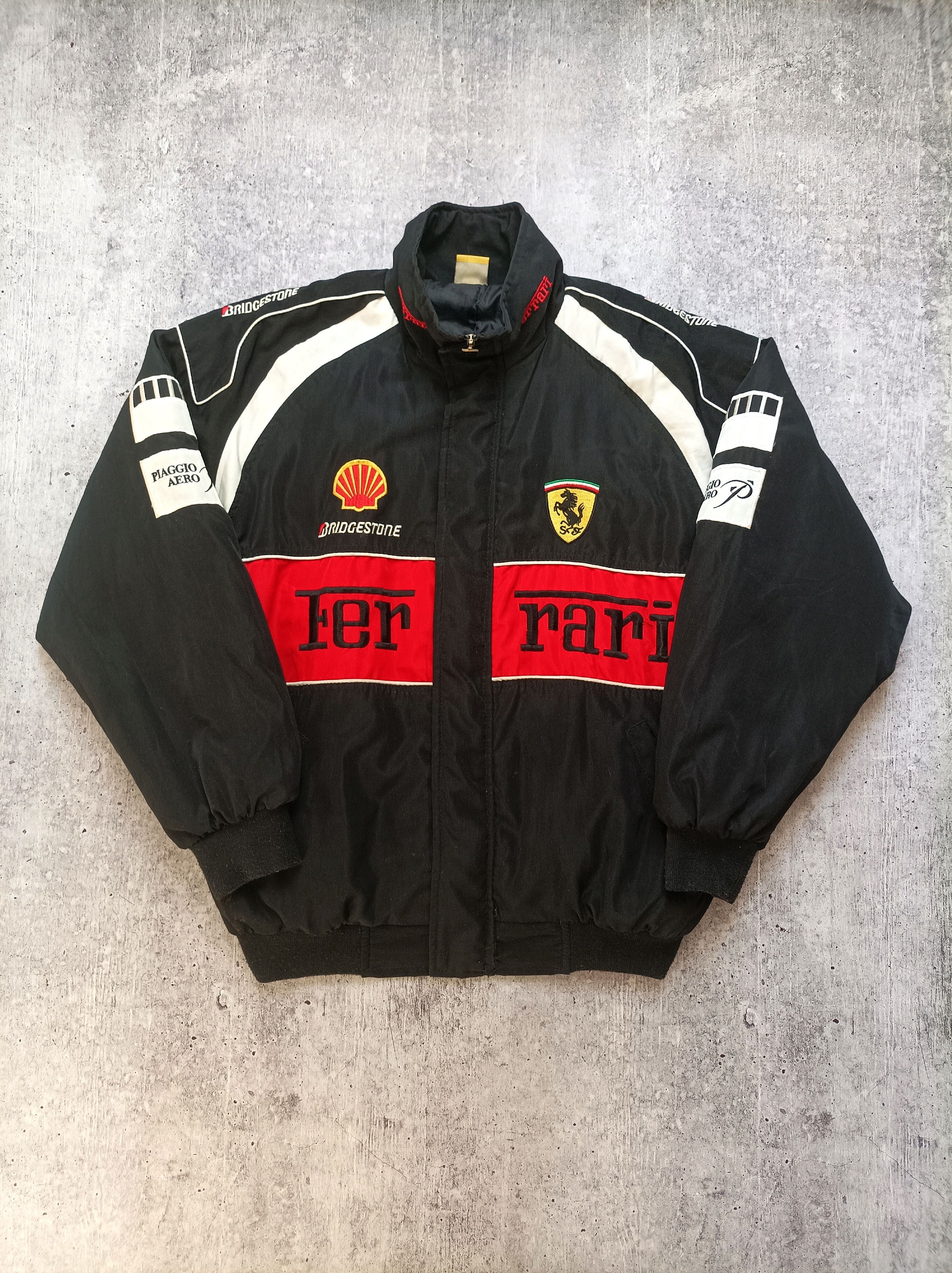 Image of Ferrari Marlboro Racing Jacket F1 Formula Uno Y2K Style in Black Red, Men's (Size XL)