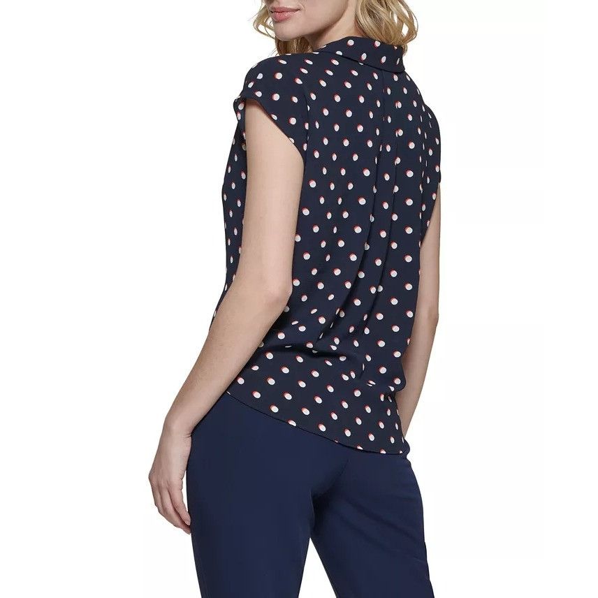 Tommy Hilfiger Tommy Hilfiger S Polka Dot Sleeveless Blouse V Neck Camp Shi Size S / US 4 / IT 40 - 9 Thumbnail