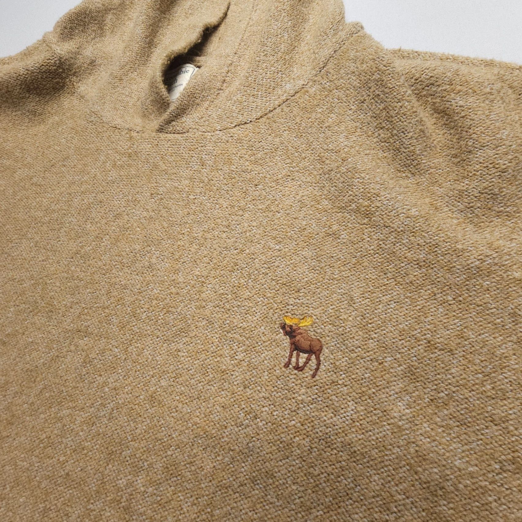 Abercrombie & Fitch Abercrombie & Fitch Hoodie Mens XL Tan Fleece Logo Moose Relaxed Pullover Baggy Vintage? Size US XL / EU 56 / 4 - 3 Thumbnail