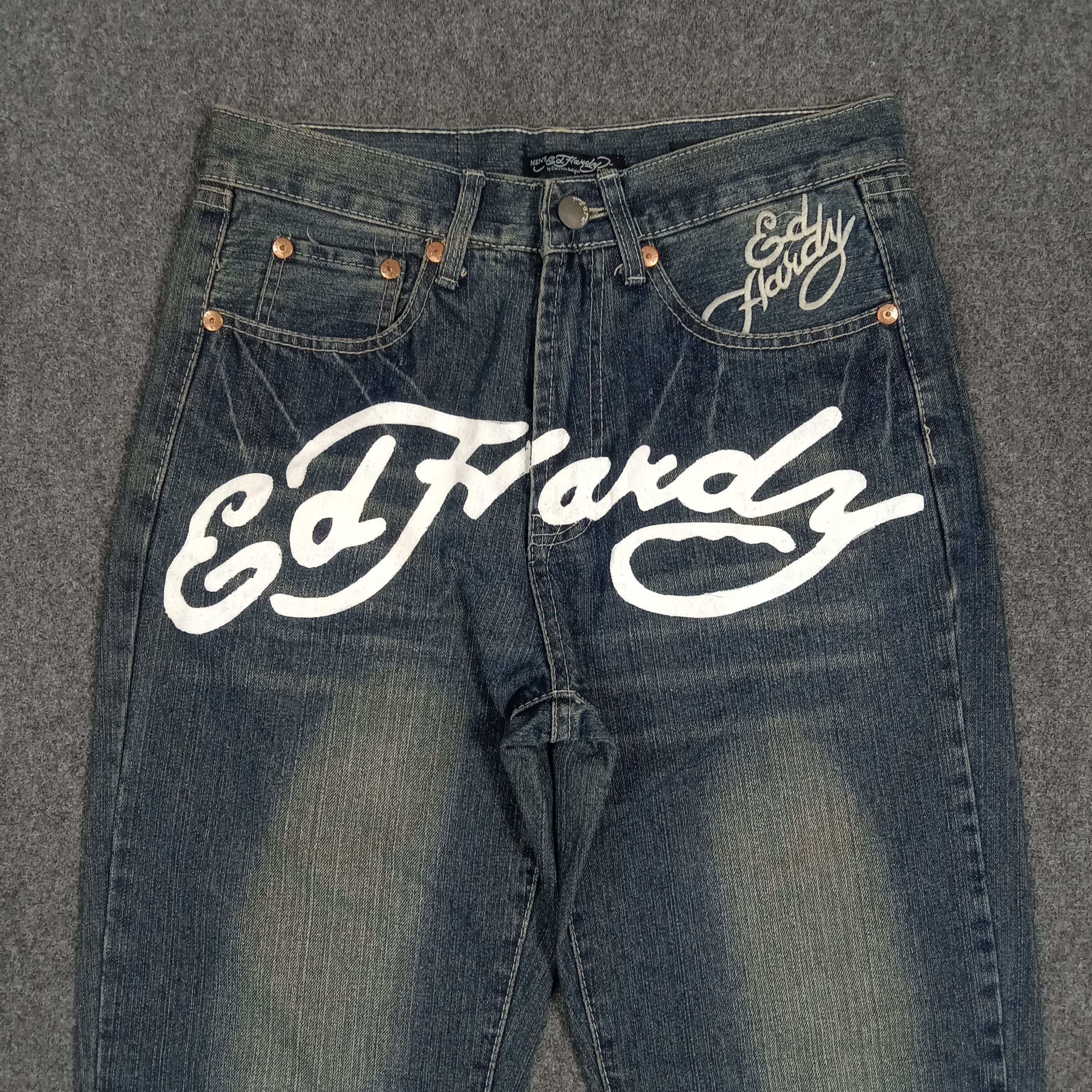 Ed Hardy Ed Hardy Christian Audigier Custom Logo Jeans C272N1 Size US 31 - 2 Thumbnail