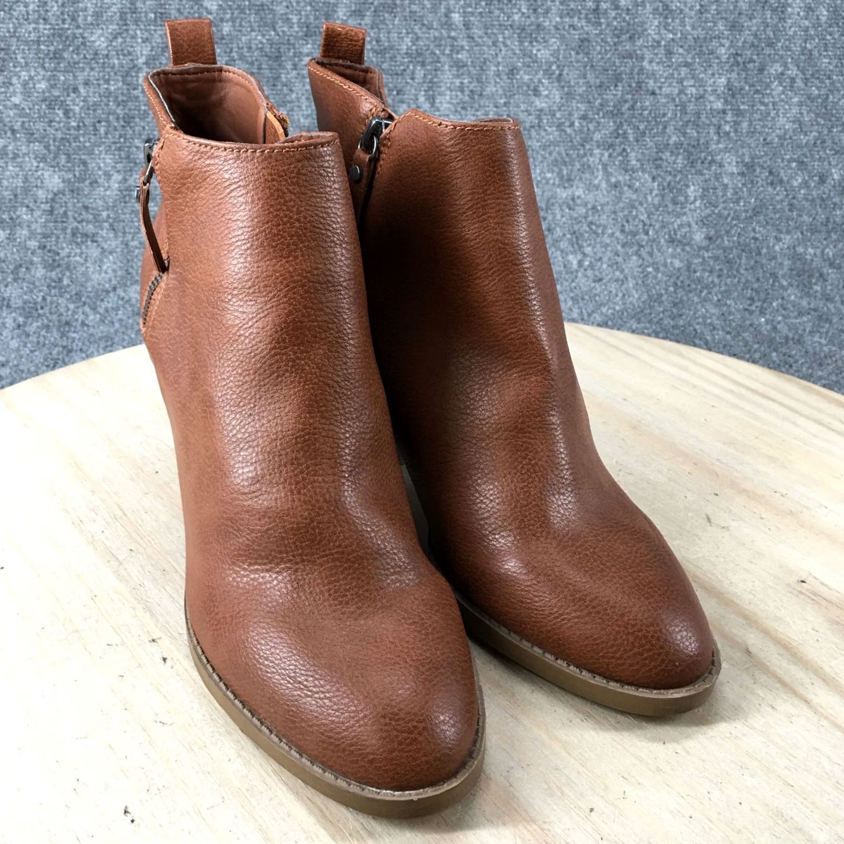 Vintage Universal Thread Boots Womens 9.5 Jameson Ankle Booties Zipper Boots Brown High Heel 17730 New Size US 10 / IT 40 - 3 Thumbnail