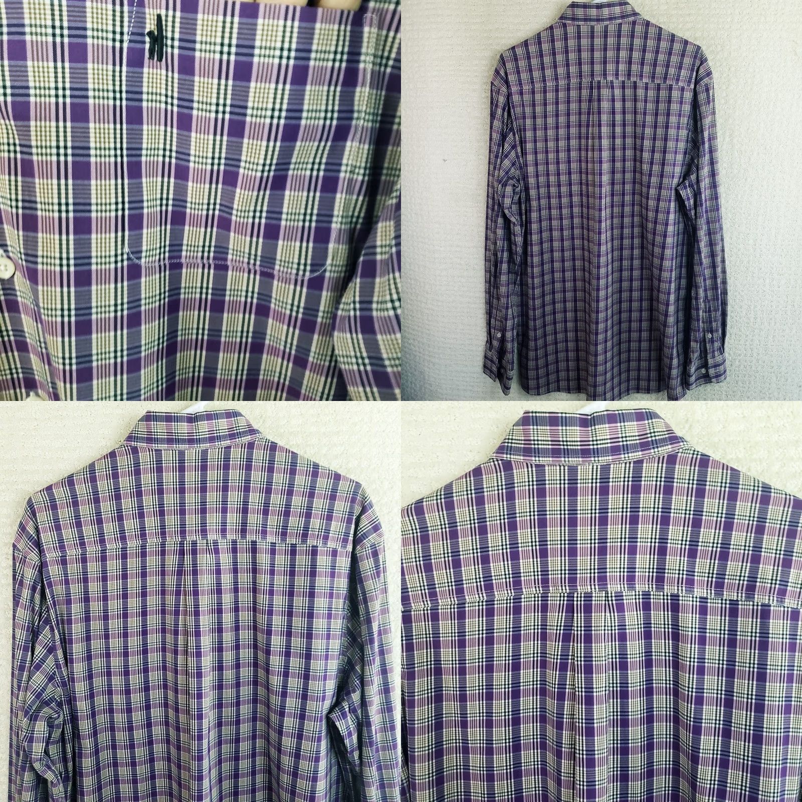 johnnie-O johnnie-O Shirt Men's XL Blue Purple Check Long Sleeve Button Up Casual Size US XL / EU 56 / 4 - 8 Thumbnail