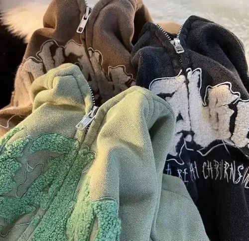 Designer × Japanese Brand Grey Chenille Patch Plush Horn Hoodie Gothic Oversized Zipup Size US S / EU 44-46 / 1 - 4 Thumbnail
