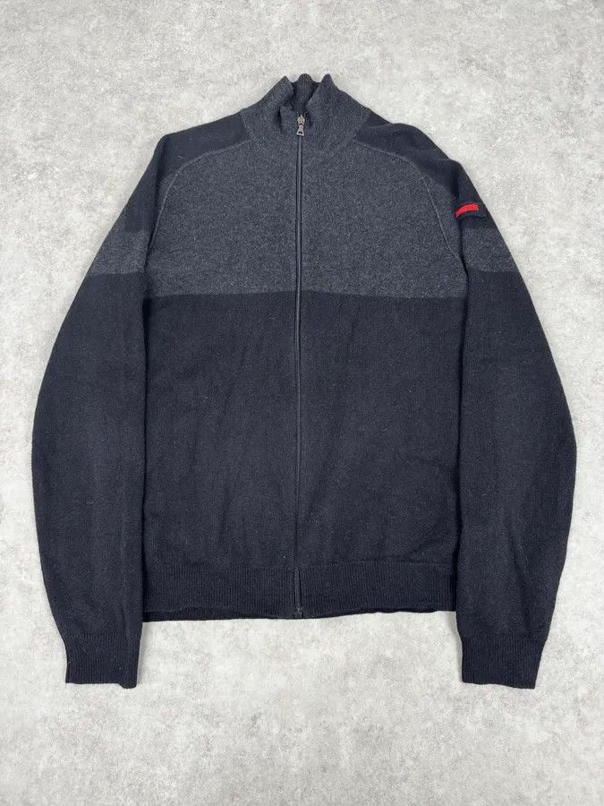 Prada 2000s Prada Navy & Grey Cashmere Zip-Up Sweater Size US L / EU 52-54 / 3 - 1 Thumbnail