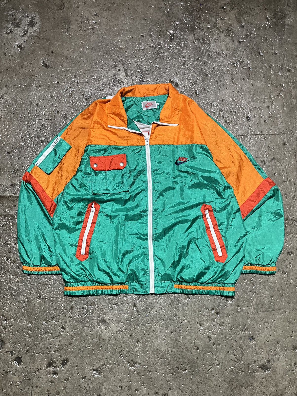 Pre-owned Nike X Vintage Crazy Vintage 90's Nike Color Block Multi-pocket Windbreaker In Multicolor