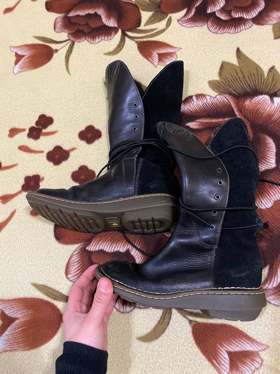 Dr. Martens Dr Martens Vintage Mid Calf Black Leather Suede Rare Boots Size US 4 / IT 34 - 4 Thumbnail