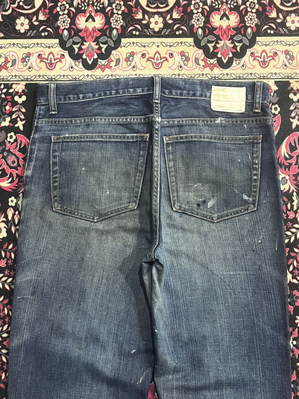 Gap × Yeezy Gap Blue Washed Paint Splattered Distressed Straight Jeans Size US 34 / EU 50 - 9 Thumbnail